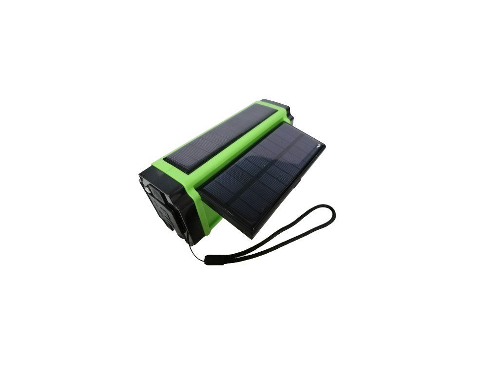 Núdzové rádio Green Power s výklopnými solárnymi panelmi na záložné nabíjanie
