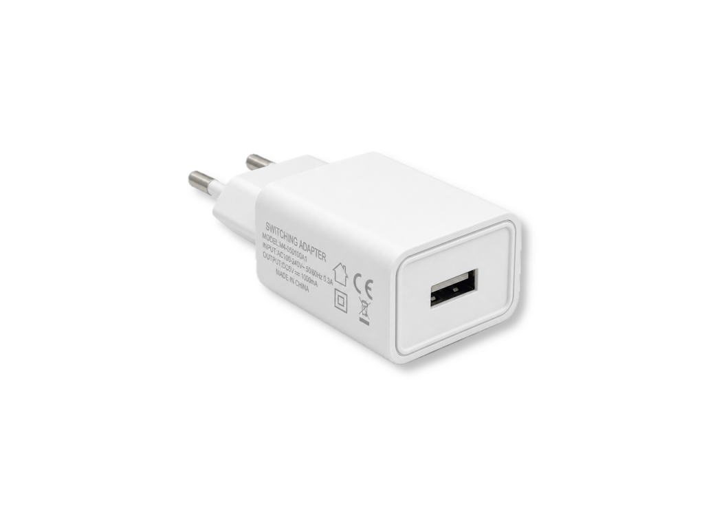 Bílá USB nabíječka 5 V 1 A s USB-A výstupem